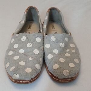 Toms Gray and White Polka Dot Slip-Ons